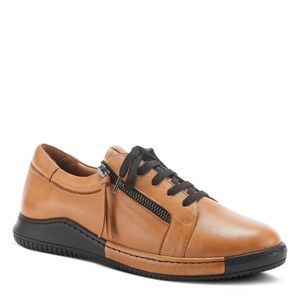SPRING STEP Women’s Yana Leather Casual Shoe Lace Up + Zipper 42 Camel Brown VGC